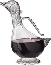 Decanteerbare karaf rode wijn karaf in eendenvorm Daisy, hoogte 26 cm, inhoud 0,9 liter, edel verzilverde elementen, met schenktuit.
