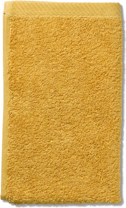 Kela Badkamer - Ladessa Gastendoek Curry Yellow 30x50 cm Set van 3 Stuks - Katoen - Geel