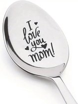 Gegraveerde koffielepel : I LOVE YOU Mom [moederdag cadeau] [roestvrijstalen lepel] [Di Messa]