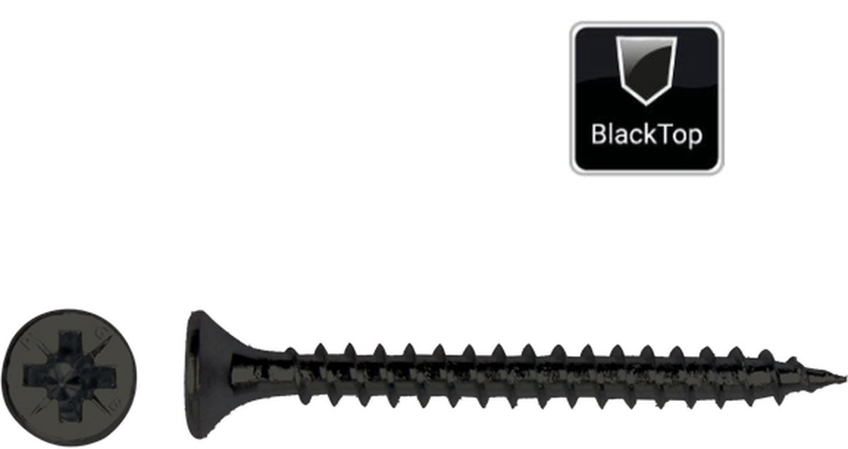 PGB - Houtschroef zwart - Spaanplaatschroef - VZK-Z 4x50 - Zwart BlackTop Coating - 20 st