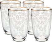 Pip Studio Floral Verres "long drinks" - Services de table - Set de 4 verres à boire - Fleuri - 400 ml