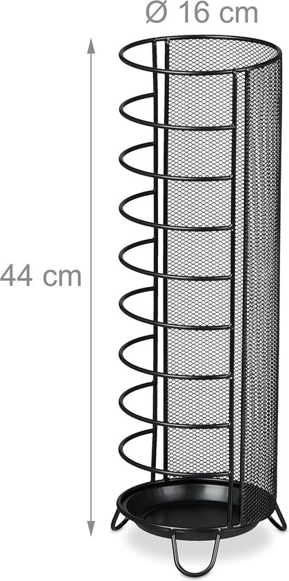 paraplubak, HxØ: 44 x 16 cm, metaal, ronde paraplustandaard, modern design, paraplumand, hal, gang, zwart