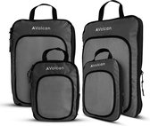 Volcan Compression Packing Cubes - Koffer Organizer Set - Set van 4 - Met Compressierits - Voor Backpack & Koffer - Zwart