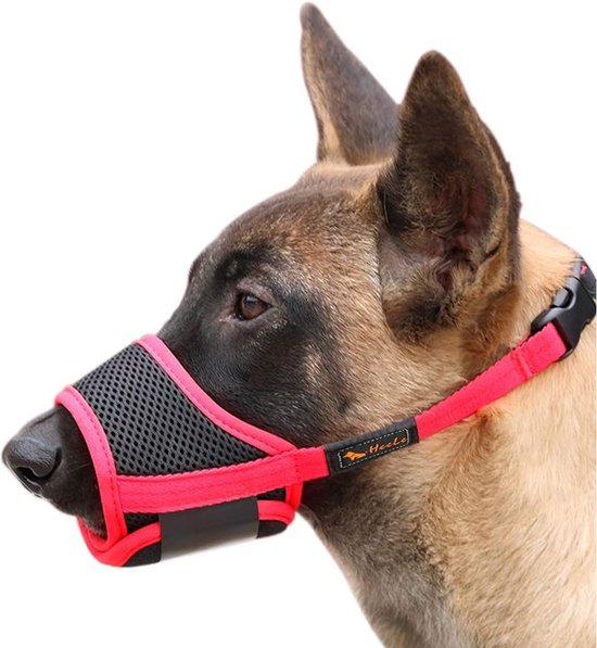 HEELE Muilkorf Ademend Mesh en Duurzaam Nylon Met Verstelbare Lus en Zachte Pad Voor Hond Training, Voorkomen Blaffen Bijten en Kauwen, Bruin, XL