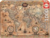 Educa Antique World Map Jeu de puzzle 1000 pièce(s) Cartes