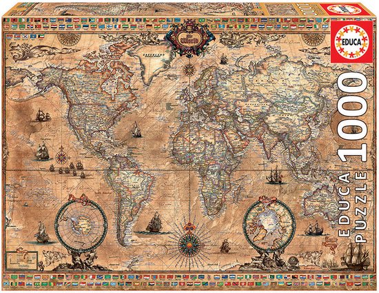 wereldkaart puzzel 1000 stukjes