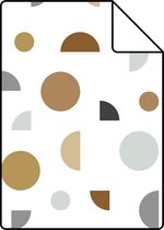 Proefstaal ESTAhome behang grafisch motief wit, grijs en beige - 139278 - 26,5 x 21 cm