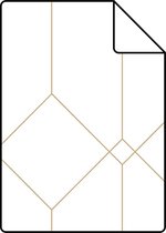 Echantillon de papier peint ESTAhome motif art déco blanc et or - 139223 - 26,5 x 21 cm