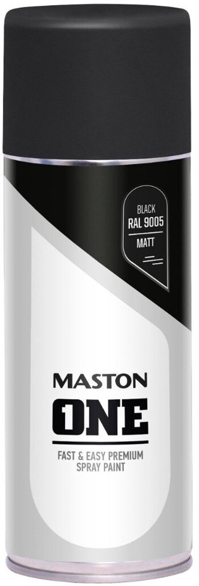 Maston ONE - Spuitverf - mat - Zwart (RAL 9005) - 400 ml - spuitbus verf