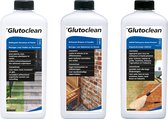 Glutoclean reinigingsset buiten - 3-delig - paden & terrassen - bakstenen & gevels - hogedrukreiniger additief - 3 x 1 liter