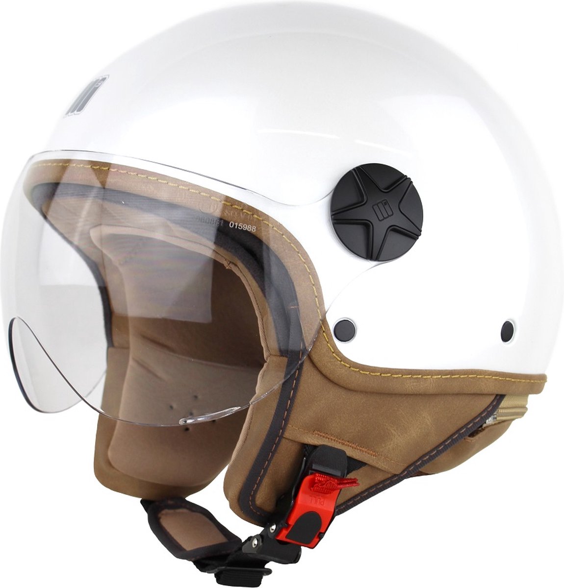 Motocubo Ant - Jethelm met Vizier - ECE 22.06 goedgekeurd - Geschikt als Scooter Brommer Motor Snorfiets helm - maat S - Parel Wit