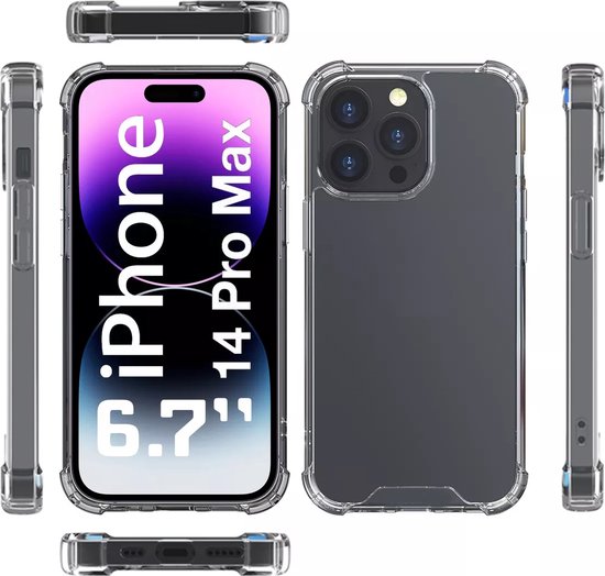 Coque antichoc – Coque arrière Crystal pour Apple iPhone 14 Pro Max | Bumper arrière transparent en PC et TPU