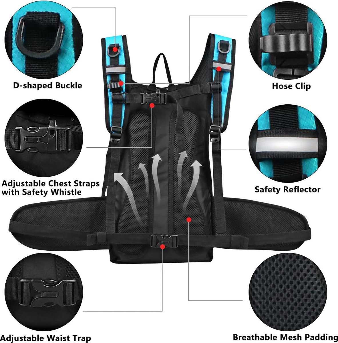 Hydratatierugzak met 3L TPU Waterzak Hydratatiezak Hardlooprugzak