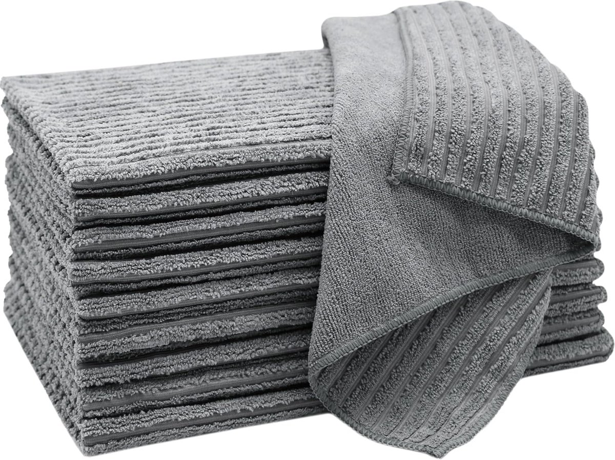 Goedkoopste Set of 10 Grey Microfibre Tea Towels - 45x65 cm by ZOLLNER