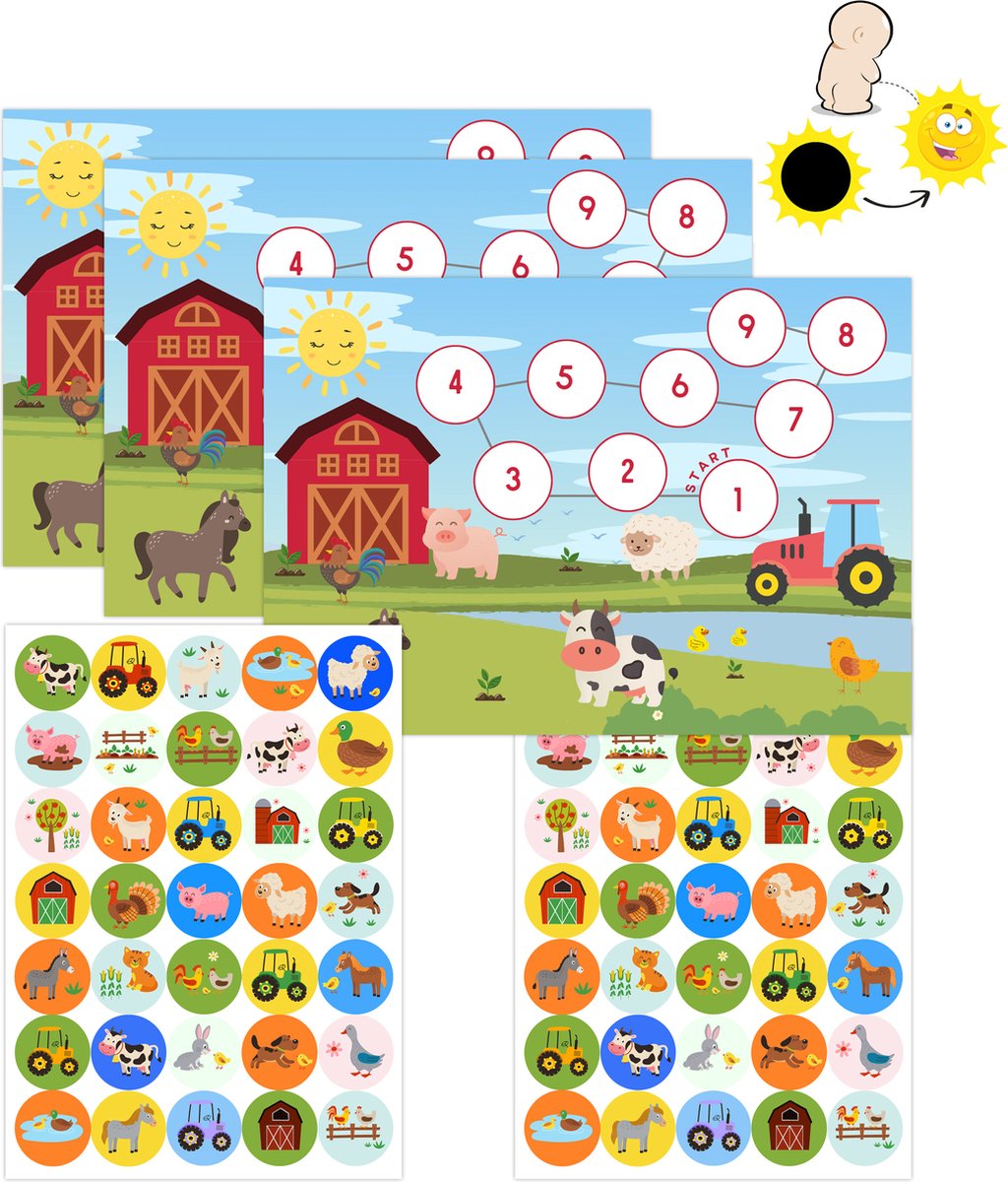 Goedkoopste Beloningssysteem met Stickers en 2 Verkleurende Plasstickers - Beloningssysteem Boerderij - Beloningssysteem Kinderen - Zindelijkheidstraining Kind - Beloningskaarten - Op het Potje - Zindelijkheidstraining - Potje Peuter - Beloningskalender