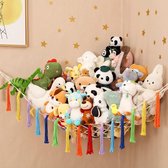188 x 145 x 145 cm, speelgoedopbergknuffel, macramé knuffelhangmat, kinderkamer hangende speelgoedorganizer voor 40 ~ 80 stuks knuffels, regenboog