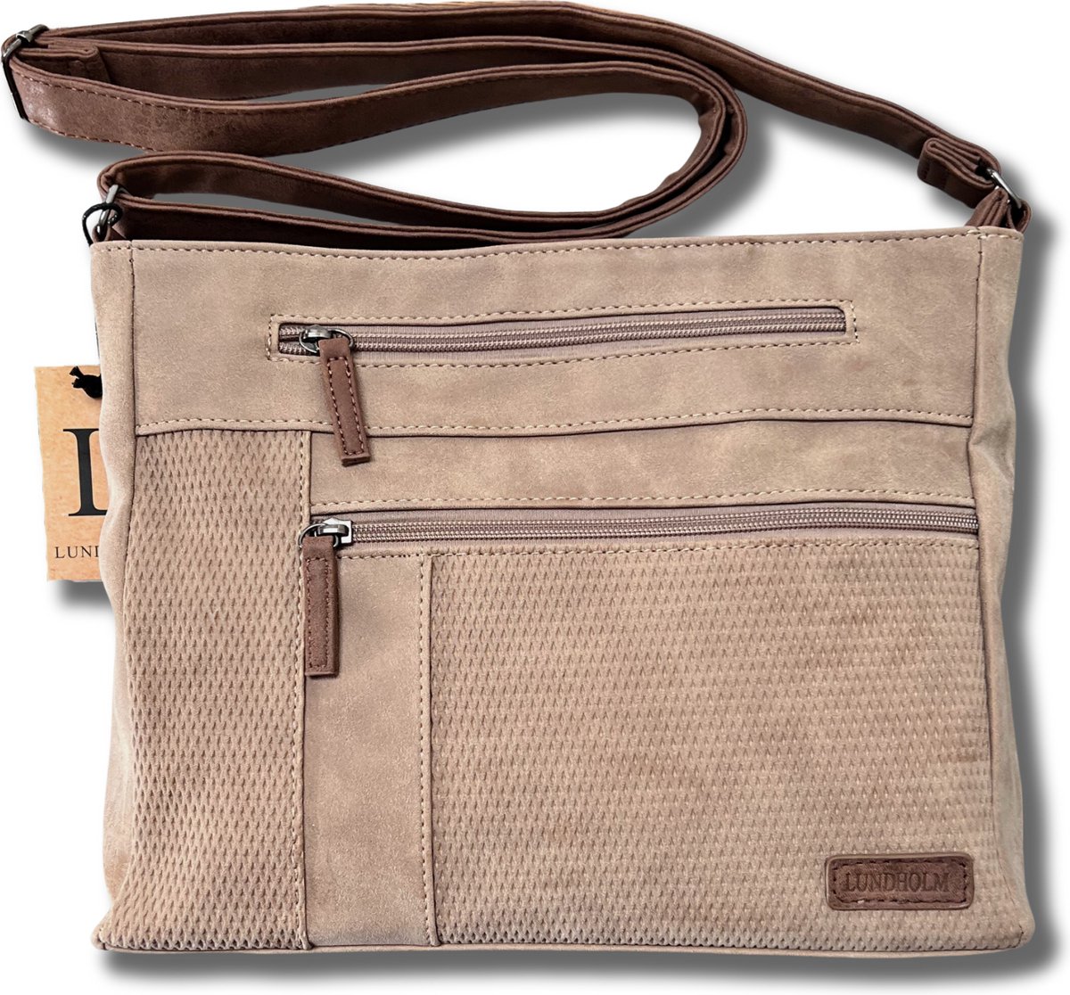 Lundholm Tas Schoudertas Dames topkwaliteit PU leer Taupe - cadeau voor vrouw - Scandinavisch Design | Göta serie