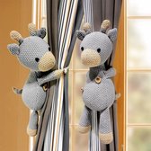 Cartoon gordijngesp tiebacks dierenriemen gordijnhaken gordijnclip tiebacks voor kinderkamer raamdecoraties (grijze herten) 2 stuks