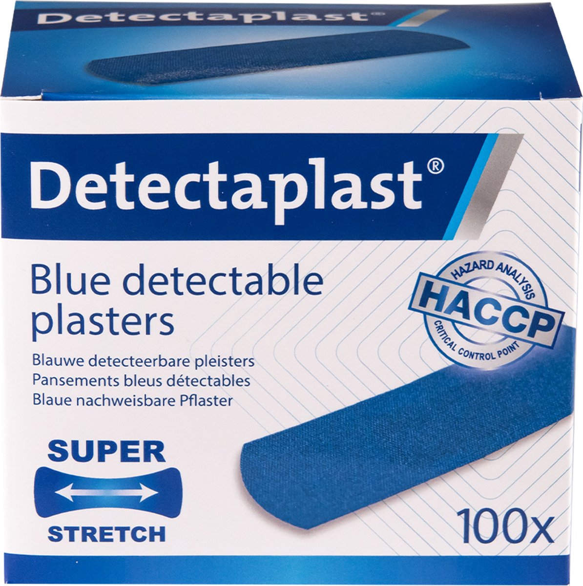 Goedkoopste Detectaplast blauwe wondpleisters - metaaldetecteerbare en elastische pleisters sensitive, wondverzorging voor de voedingsindustrie, catering en grootkeuken, 25 x 72 mm, 100 stuks