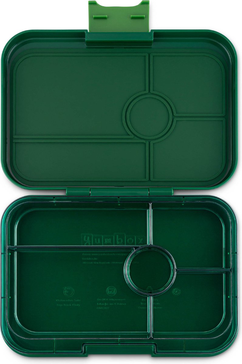 Yumbox Tapas XL - lekvrije Bento box lunchbox - 5 vakken - Greenwich Green / Green Clear tray
