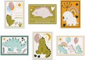 Verjaardagskaarten - Set van 12 x verjaardagskaart  - Kinderkaarten / Kinderen - Dinosaurus