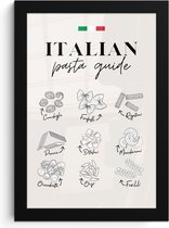 Fotolijst inclusief poster - Posterlijst 20x30 cm - Posters - Pasta soorten - Italië - Eten - Eetkamer - Foto in lijst - Keuken decoratie muur - Wanddecoratie accessoires - Muurdecoratie - Schilderijen