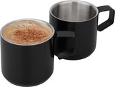 Roestvrijstalen espressokopjes, 2-delige set, 120 ml, dubbelwandig geïsoleerd, onbreekbaar, steelloze beker, kleine mok voor outdoor-evenementen, picknick-party, zwart