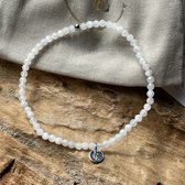 Maansteen armband - natuurlijke edelsteen - 3mm kralen - Sterling Silver 925 kraal en logo tag - duurzaam geschenkzakje - witte edelsteen
