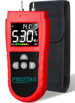ProXtar PRO Vochtmeter - Vochtmeter Muren - Vochtmeter Hout - Inclusief Temperatuurmeter - Accuraat - Inclusief Opbergcase, Batterijen en Zaklamp