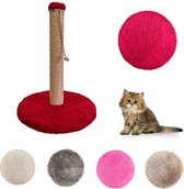 Longway- Krabpaal Katten - Krabpaal met Touw - Krabmeubel met Speeltje - 50 cm - Cirkel - Rood