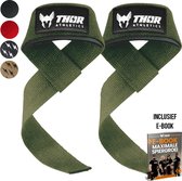 Thor Athletics Lifting Straps - Krachttraining Accessoires - Powerlifting Straps - Deadlift Straps - Army Green - Inclusief E-Book