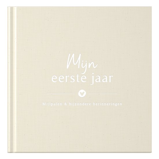 Fyllbooks - Baby Boek Mijn Eerste Jaar - Invulboek Baby - Linnen Cover - Beige - Geschikt voor alle Gezinssamenstellingen