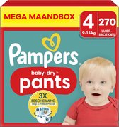 Pampers - Bébé Dry Pants - Taille 4 - Mega Boîte Mensuelle - 270 pièces - 9/15 KG