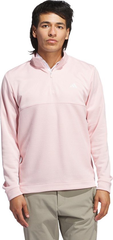 adidas Performance Ultimate365 Textured Sweater met Korte Rits - Heren - Roze- S