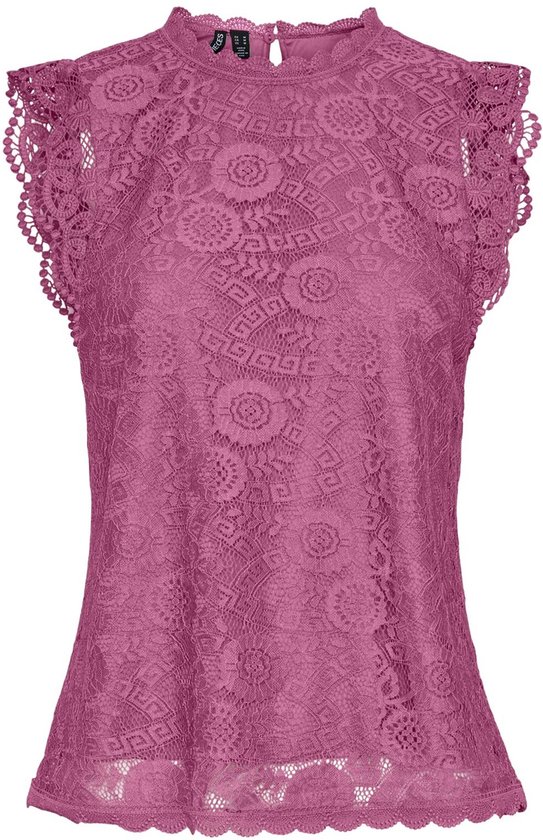 Pieces Top Pcolline Sl Lace Top Noos Bc 17120454 Ibis Rose Dames Maat - XS