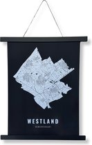 Westland gemeentekaart poster A3 zwart | Incl. magnetische posterhouder van vtwonen