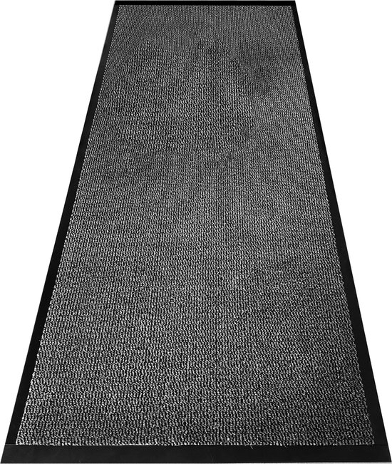 JYG droogrloopmat - drooglooploper ENTER zwart/Grijs - 90x150cm voor binnen - 4 zijden afwerking - SUPERABSOREREND - Antislip - verschillende maten en kleuren