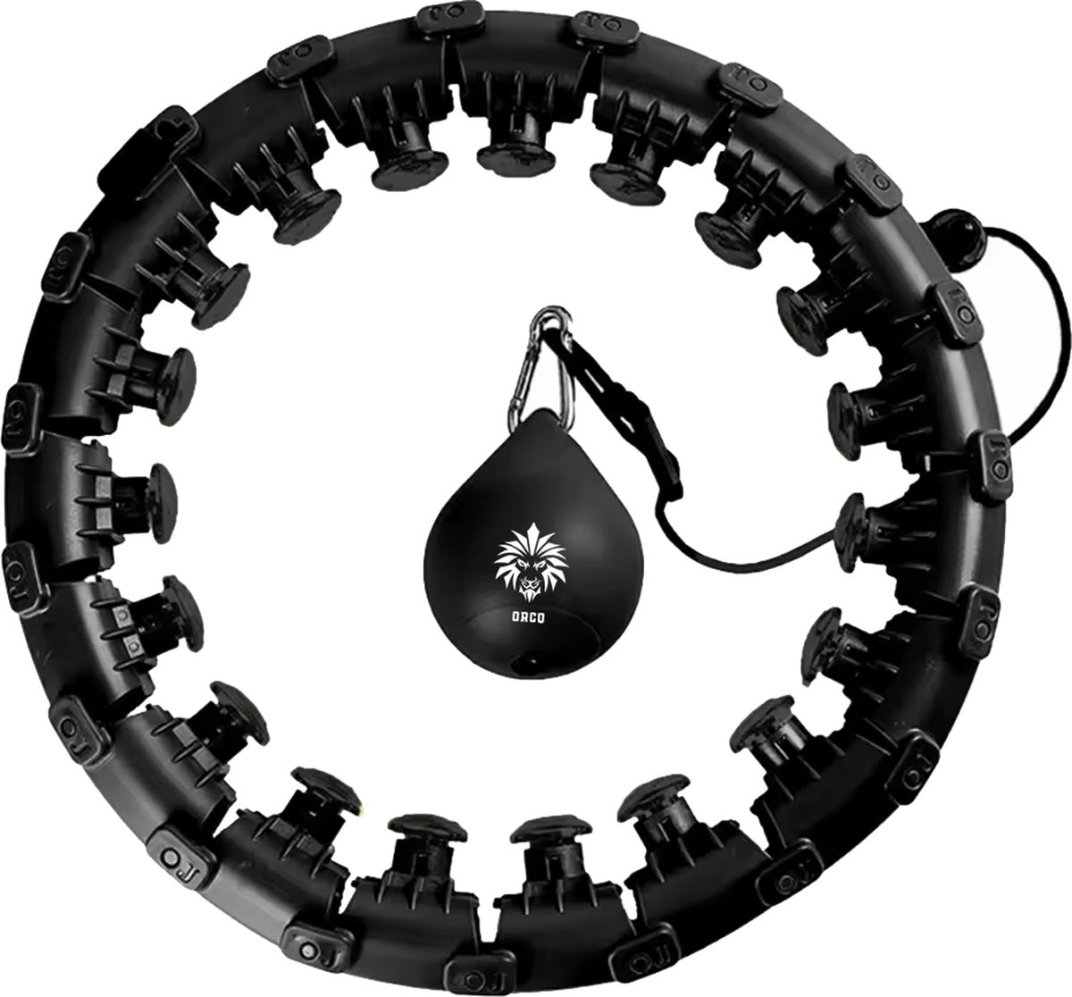 Orcq Fitness Hoelahoep - 24 schakels - Met Gewicht - Massage Hoelahoep - Verstelbaar - Fitness Hulahoop met gewicht - Zwart