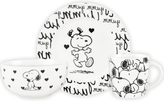 Foto: Ontbijtset 3 stuks met snoopy united labels peanuts borden set