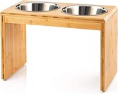 Verhoogde Bamboe Voederbak voor Grote Honden - 4 RVS Schalen - 1650 ml - 44 x 30 x 23 cm dog bowl stand