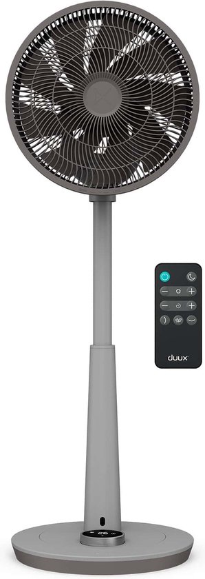 Duux Whisper 2 Statiefventilator - Zuinige Ventilator met 26 snelheden, Timer en Nachtmodus - In hoogte verstelbaar (73-95cm) - Horizontale + verticale oscillatie - Grijs