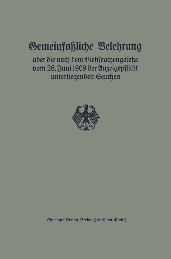 Gemeinfaßliche Belehrung über die nach dem Viehseuchengese ... - cover