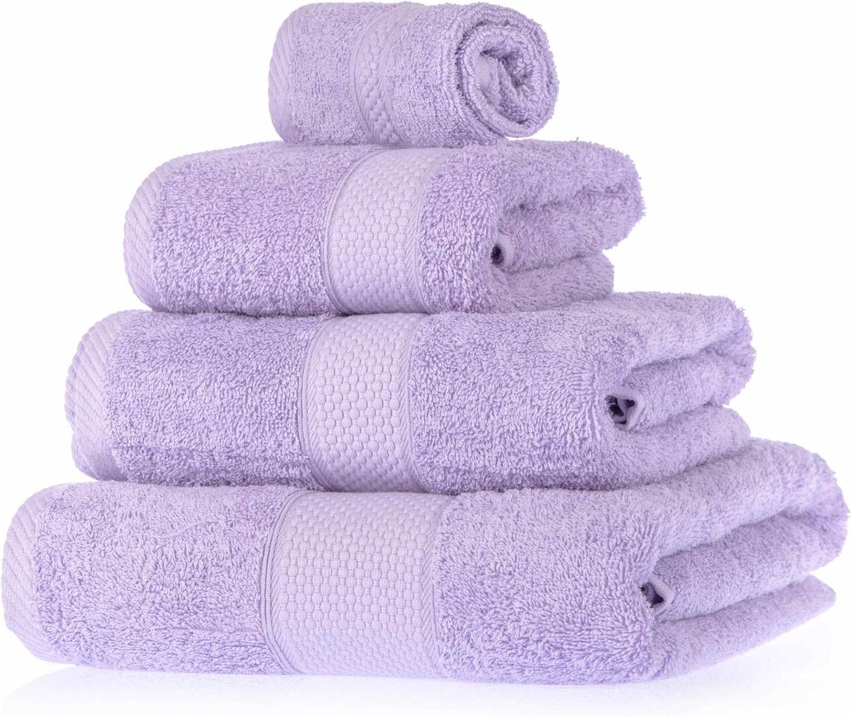 Homescapes badstof handdoekenset 4 stuks 100% katoen lila