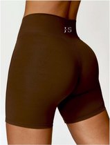 June Spring - Sport Legging (kort) - Maat XL/Extra Large - Kleur: Bruin- Vocht afvoerend - Flexibel - Comfortabel - Duurzame Kwaliteit - Sportlegging voor vrouwen - Met ondersteuning
