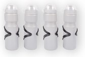 Grijze Bidon Set | 4-Delig | Kunststof | 7.5x7.5x25cm | Sportieve Bidon met Rietje en BPA-vrij voor Gezondheid en Outdoor Activiteiten