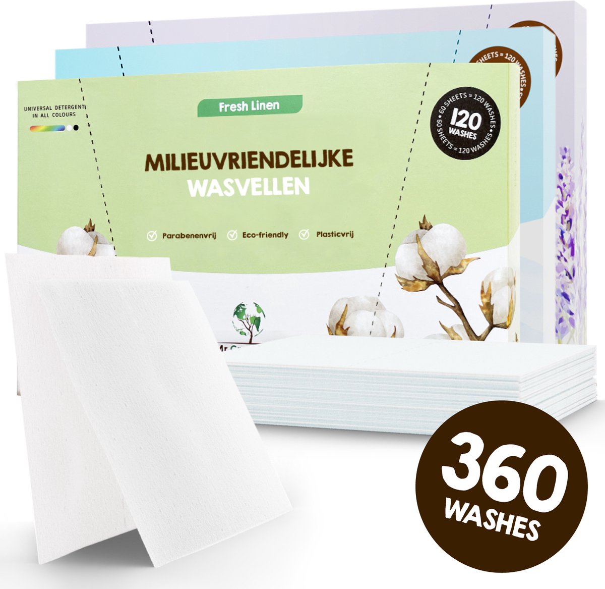 Goedkoopste Proefpakket Wasstrips ECO 360 Wasbeurten in 3 Geuren Milieuvriendelijke Wasmiddeldoekjes Wasvellen Wasmiddel Voordeelverpakking incl. wasverzachter wasdoekje