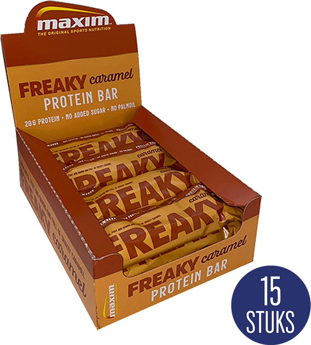 Goedkoopste Maxim Heroes Protein Bar - 15 x 55g - Proteïnerepen - Sportvoeding - Freaky Caramel