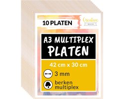 Creative Deco A3 Multiplex 3mm – 420x300mm – 10 st., Baltische Berkenhout