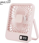 Multis Tafelventilator - Draagbare Ventilator - Aircooler - 5 Standen - Kantoor en Slaapkamer - Inclusief Timer - Geluidloos - USB Oplaadbaar - Roze