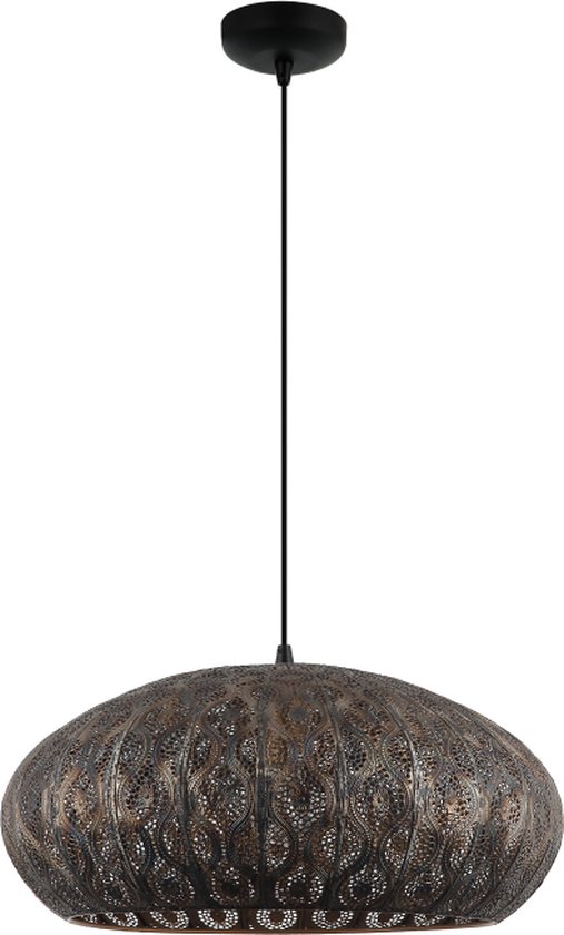 Chericoni Rolo Hanglamp - Ø52 cm - Zwart Metaal- 1-lichts- E27 Fitting - Oosters design